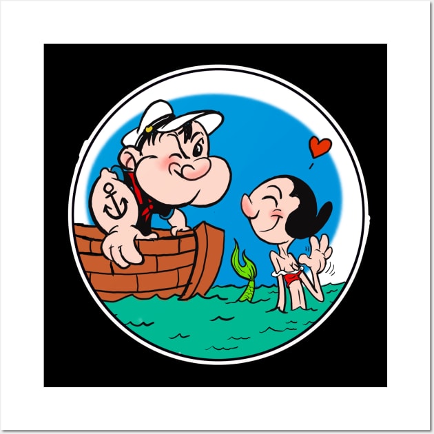 Popeye and Olive Mermaid Wall Art by Biomek